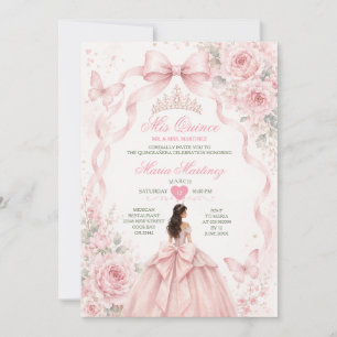 Invitation Fille Robe de Princesse Quinceañera Rose Pâle 15 A