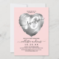 Fille rose Argent Foil Coeur Balloon Sweet 16