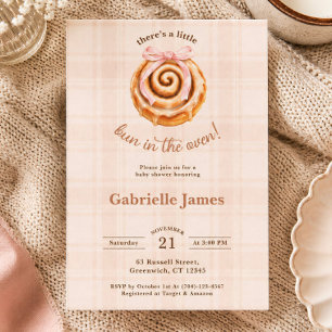 Invitation Fille Rose Bun dans le Four Réception Bébé