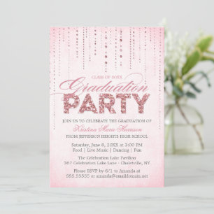 Invitation Fille Rose Chic Parties scintillant Gems Graduatio