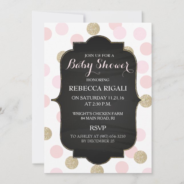 Invitation Fille rose de ~ d'invitation de baby shower de (Devant)