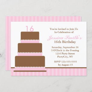 Invitation Fille Rose Fête d'anniversaire