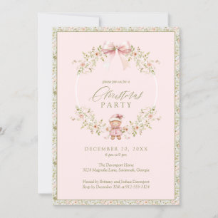 Invitation Fille rose florale Coquette Fête