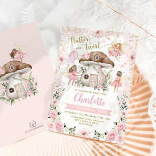 Invitation Fille Rose Gold Fairy Garden fête d'anniversaire
