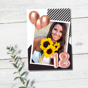 Invitation Fille Rose Gold Photo 18e Anniversaire