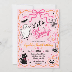 Invitation Fille Rose Mignonne et Effrayante pour Anniversair