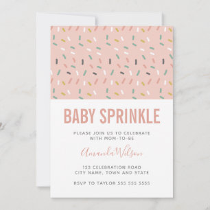 Invitation Fille rose moderne Motif d'arrosage pour bébé