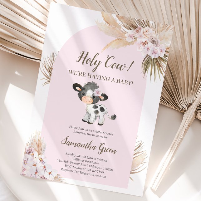 Invitation Fille Rose Sainte Vache Baby Shower (Créateur téléchargé)