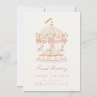 Invitation Fille Rose Tour de Conte de Fées Anniversaire