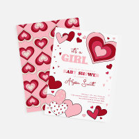 Fille rose Valentine's Day Hearts Baby shower