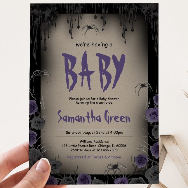 Invitation Fille Rose Violet Halloween Baby Shower (Créateur téléchargé)