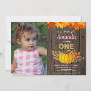 Invitation Fille rustique Citrouille Automne Premier Annivers