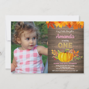 Invitation Fille rustique Citrouille Automne Premier Annivers