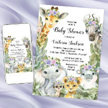 Fille Safari Baby shower violet Floral