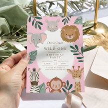 Fille Sauvage Safari Rose 1er Anniversaire