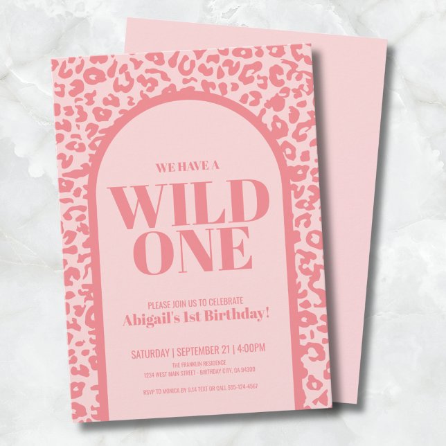 Invitation Fille Sauvageonne Anniversaire Party (Pink Girl Wild One 1st Birthday Party Invitation )