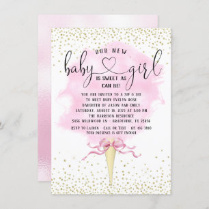 Invitation Fille Sip Voir Baby shower de bonbons en coton ros