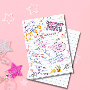 Invitation Fille Sleepover Ado Fête Enfants Stwood Anniversai