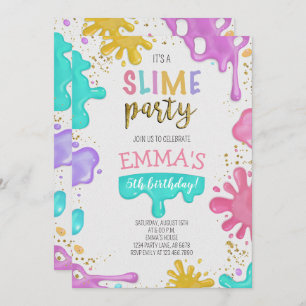 Invitation Fille Slime fête d'anniversaire