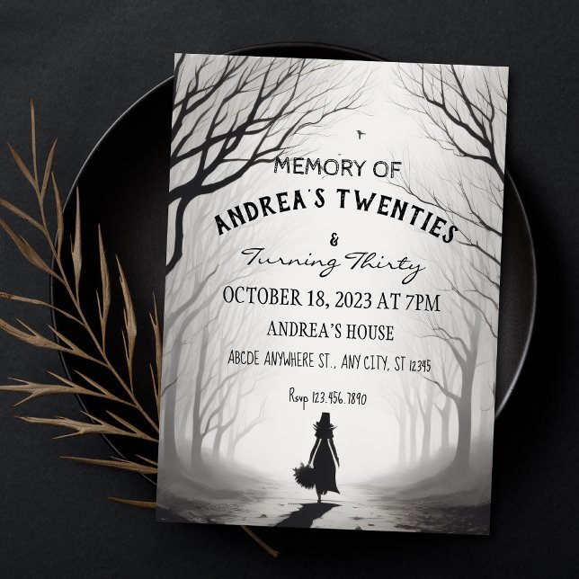 Invitation Fille sombre et brumeuse forêt anniversaire hallow (Créateur téléchargé)