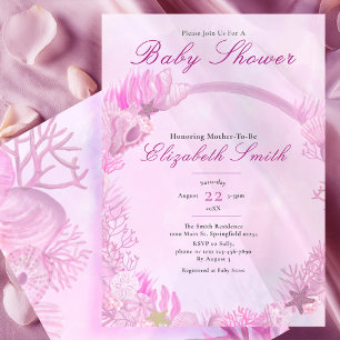 Invitation Fille sous la mer Douce Fête de Bébé Rose