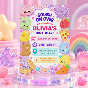 Invitation Fille Squishy Mignonne Kawaii Fête d'Anniversaire