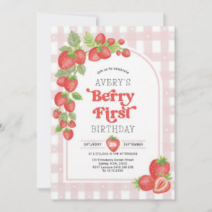 Invitation Fille Sucrée aux Fraises 1er Anniversaire