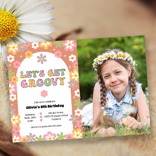 Invitation Fille Super, photo hippie fête d'anniversaire