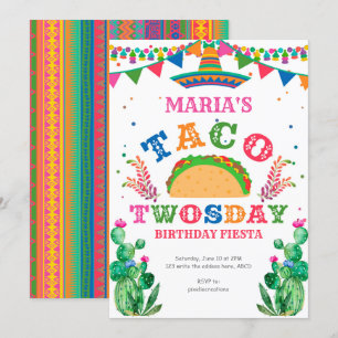 Invitation Fille, Taco 2e Anniversaire, Fiesta, Taco Deux Jou