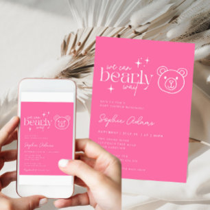 Invitation Fille Teddy Ours Nous Pouvons Attendre Baby shower