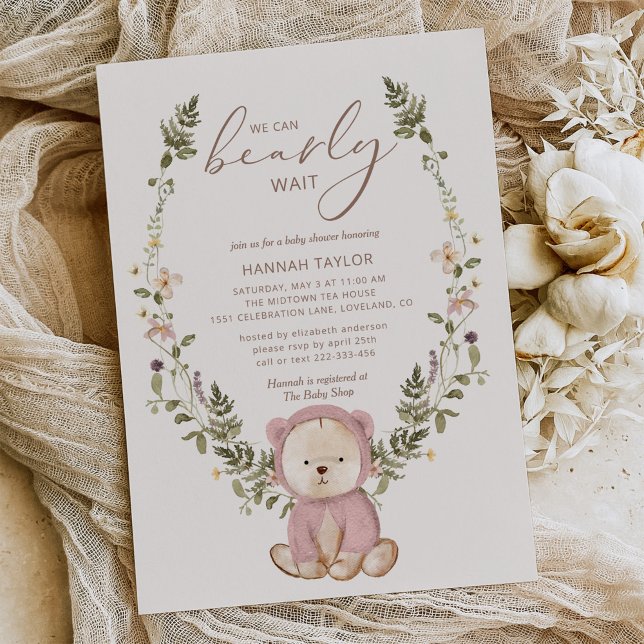 Invitation Fille Teddy Ours Nous Pouvons Attendre Baby shower (Créateur téléchargé)