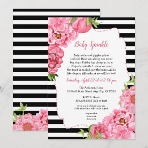 Invitation Fille tendance rose floral bébé saupoudrer les inv