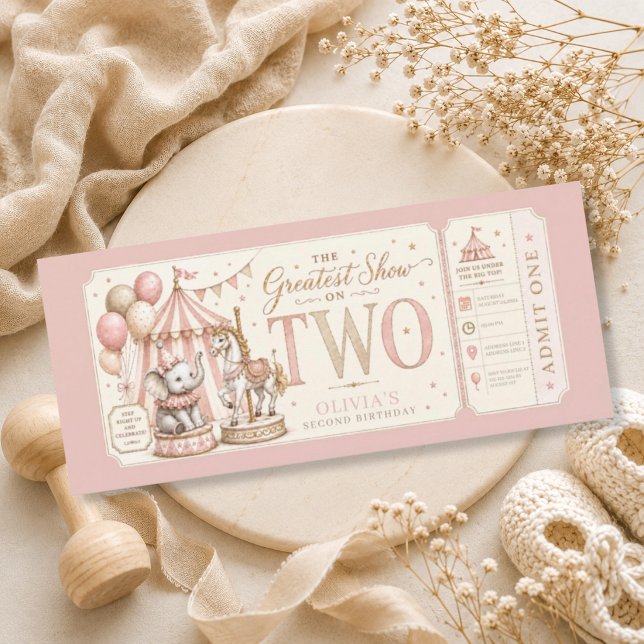 Invitation Fille thème carnaval rétro 2e anniversaire  (Créateur téléchargé)