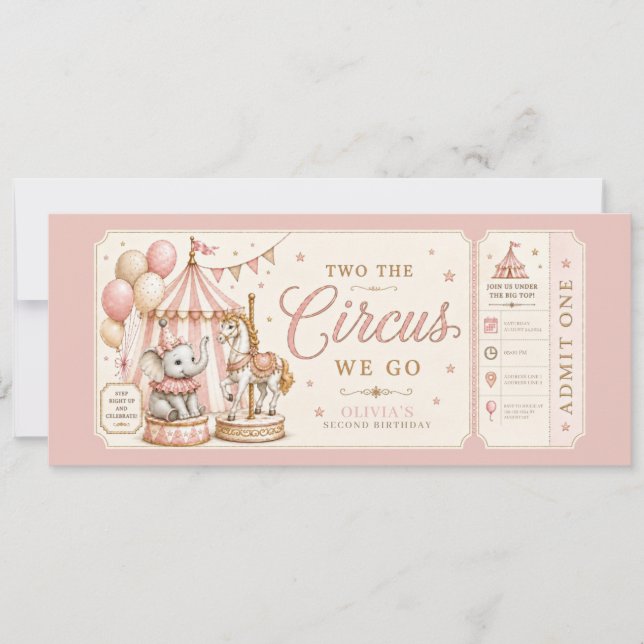 Invitation Fille thème carnaval rétro 2e anniversaire  (Devant)