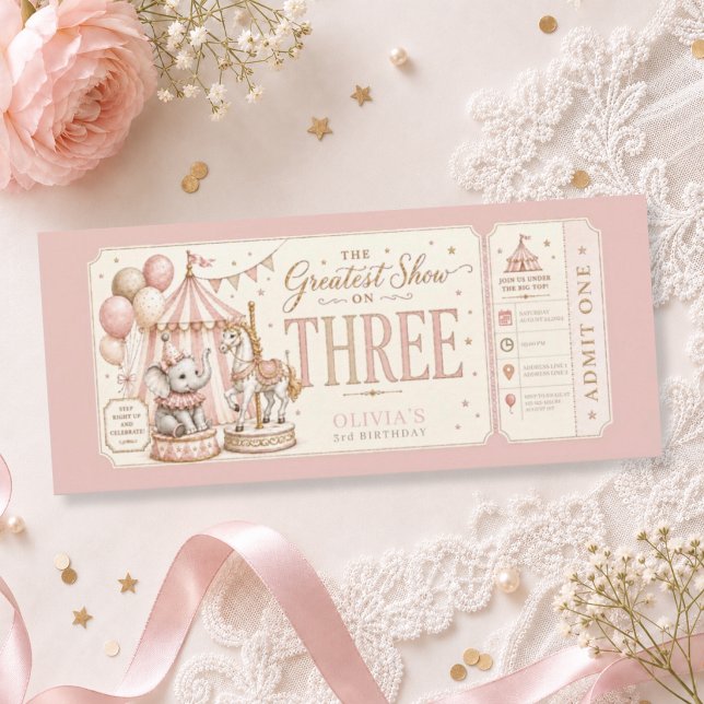 Invitation Fille thème carnaval rétro 3ème anniversaire  (Créateur téléchargé)