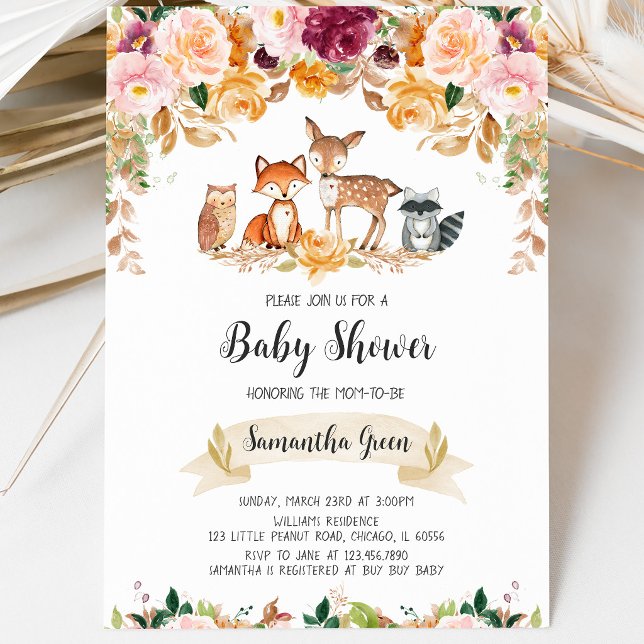 Invitation Fille Tombe Bois Baby Shower (Créateur téléchargé)
