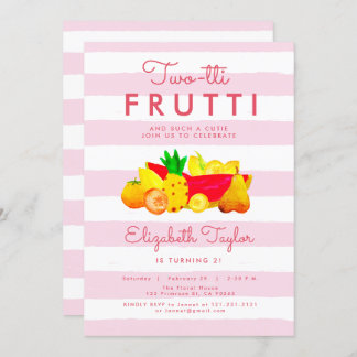 Invitation Fille Tropicale 2e anniversaire Deux Twotti Frutti
