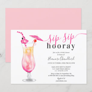 Invitation Fille tropicale sip sip sip douche nuptiale