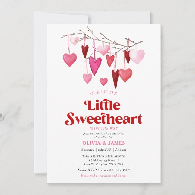 Invitation Fille Un Petit Amoureux Baby shower Valentin (Devant)