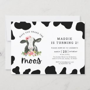 Invitation Fille Vache Avez-Vous Entendu Le Moos 2e Anniversa