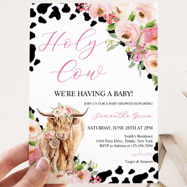 Invitation  Fille Vache Highland Shower de Bébé (Créateur téléchargé)