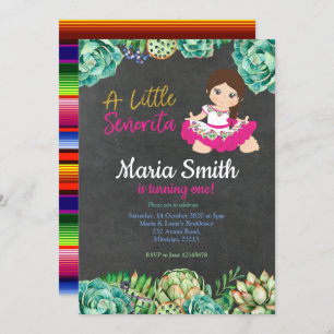 Invitation Fille verte d'anniversaire de fiesta de cactus