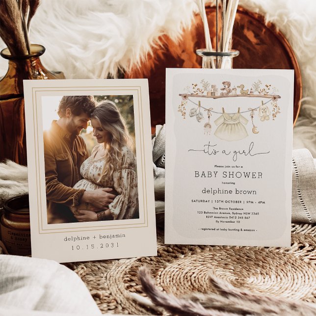 Invitation Fille Vêtements de bébé Boho Baby shower de tonali (Créateur téléchargé)