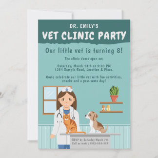 Invitation Fille Vétérinaire Clinique Vétérinaire pour Animau