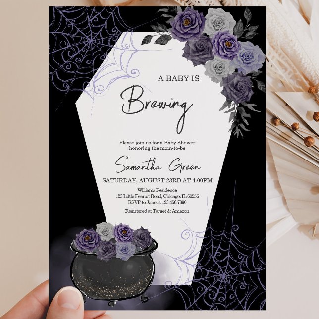 Invitation Fille Violette Gothique Baby Shower Halloween (Créateur téléchargé)