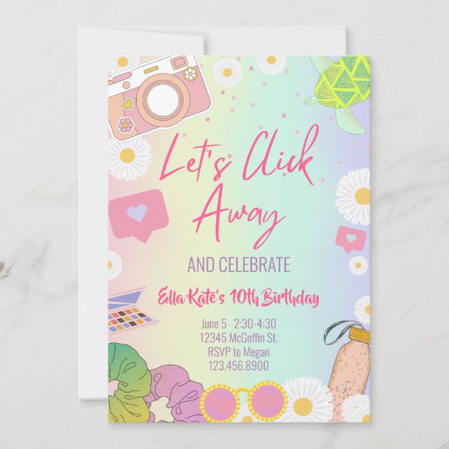 Invitation Fille VSCO Fête de Fille Adolescente en Tie-Dye Pa (Devant)