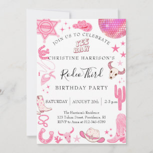 Invitation Fille Yee Haw Rodéo 3ème Anniversaire