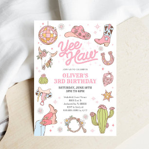 Invitation Fille Yee Haw Rodéo Rétro Disco Cowgirl Anniversai