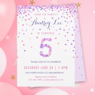 Invitation Filles 5e anniversaire Cinquième anniversaire Conf