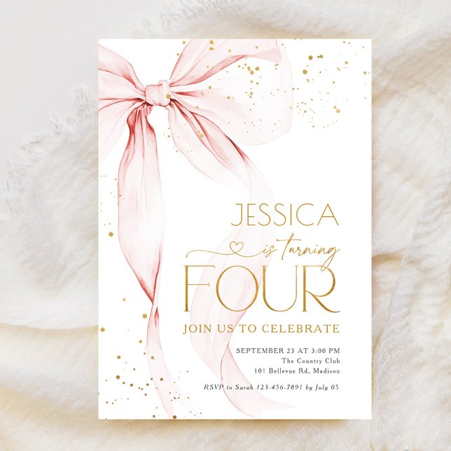 Invitation Filles à l'arc rose 4e anniversaire  (Créateur téléchargé)